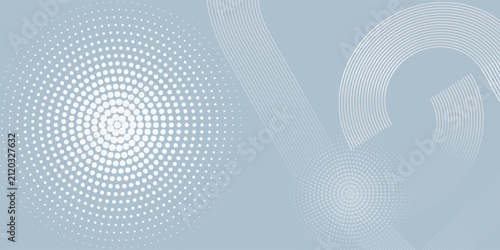 White and gray gradient abstract background with shining white round lines pattern. Futuristic circle line design for poster, cover, banner, presentation, website, flyer. EPS. 4