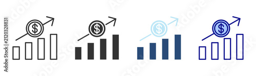 Foto Business Growth Icon Set. Designed In Multi Style