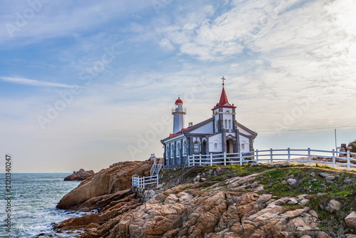 Sea view of Gijang Cathedral in Busan, Korea