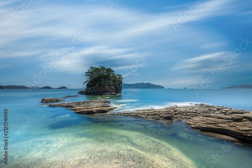 The sunset view of the sea in Sol Island, Goseong, South Gyeongsang Province, South Korea