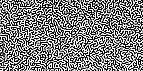 Abstract truing organic wallpaper Turing reaction diffusion monochrome seamless pattern with chaotic motion. Reaction-diffusion or truing pattern formation Linear design with biological shapes.
