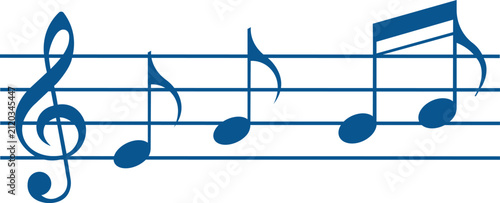 Blue Musical Notes Staff Vector