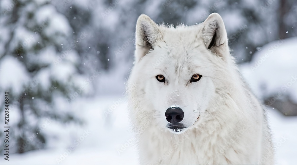 Fototapeta premium white wolf in snow