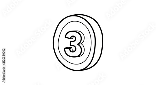 Number three icon inside a circular frame