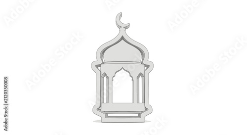 Islamic mosque dome silhouette with crescent moon ornament