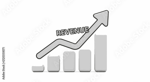 Revenue growth chart with rising arrow and bars