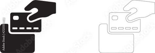 Canvastavla Card payment via terminal vector icon filled and outline, cashless settlement and acquiring symbol