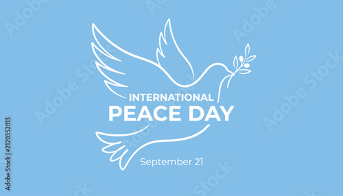 Foto International peace day graphic featuring a white dove silhouette with an olive