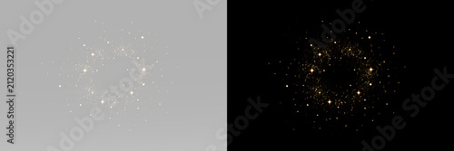 Cuadro en lienzo Golden shimmer dust with scattered glitter specks and subtle sparkling particle