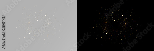 Fotografía Golden dust particles scattered across the air with subtle glitter sparkle and f