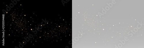 Canvas Print Golden dust particles scattered across the air with subtle glitter sparkle and f