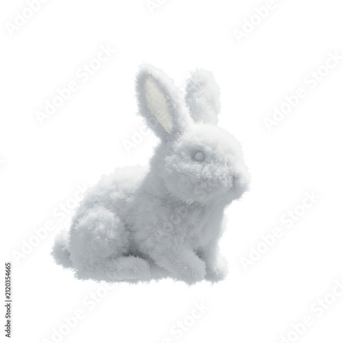 white cloud rabbit on blue background
