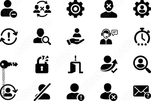 User Management & Account Security Black Glyph Icon Set