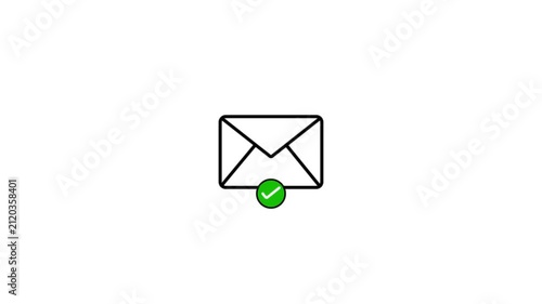 Mail box with check mark.Email box and check mark verified icon animation.