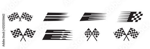 Race flag icon set. speed symbol. fast sport isolated on white background.