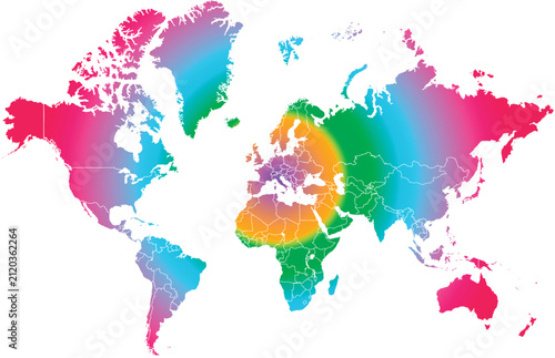 Colorful World Map Vector, Global Connectivity, Digital Data Flow, Abstract Planet