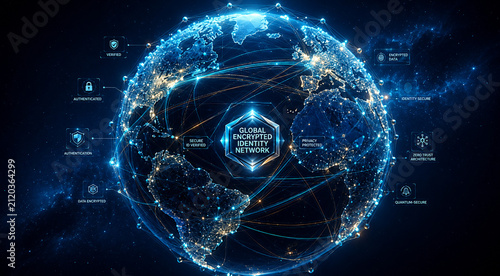 Global Encrypted Digital Identity Network with Blockchain Authentication, Secure Identity Verification and Worldwide Cybersecurity Infrastructure, global authentication, privacy protection