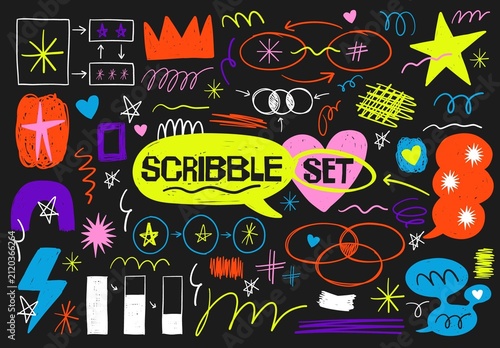 Set of Vector Hand Drawn Scribble Elements	