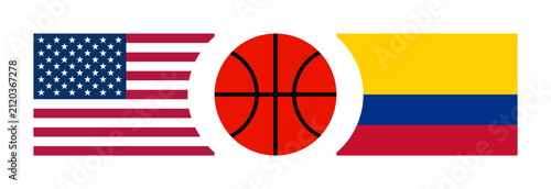 USA vs Colombia national flags basketball competition banner background