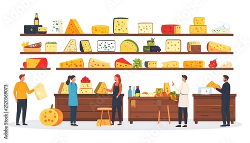 Diverse group of people shopping at a farmers market.