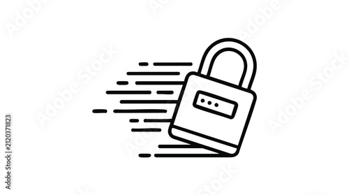 Фотография Fast padlock icon with motion lines