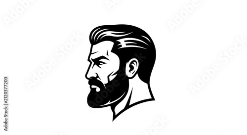 Fotografía Strong confident bearded man head profile illustration