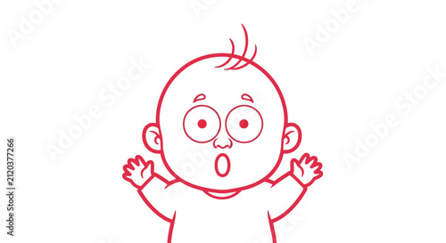 Quadro su tela Surprised Baby with Open Mouth.