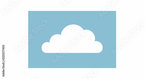 White Cloud Icon on Blue Background.