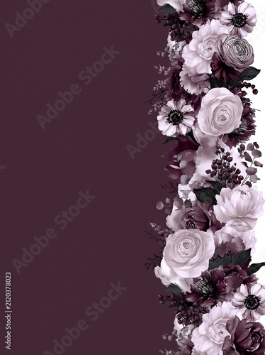 Dark Purple Floral Background with Elegant Rose Arrangement