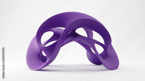 : Minimalist Purple Curved Geometric Shell Design, Minimalist Abstract Sculpture on White Background