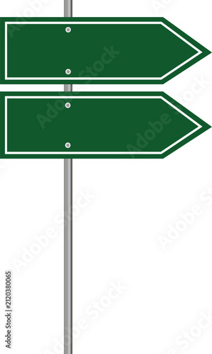 Blank Green Road Sign and Empty Street Signpost Vector Illustration with Direction Arrow Traffic Guide Board Isolated on White Background