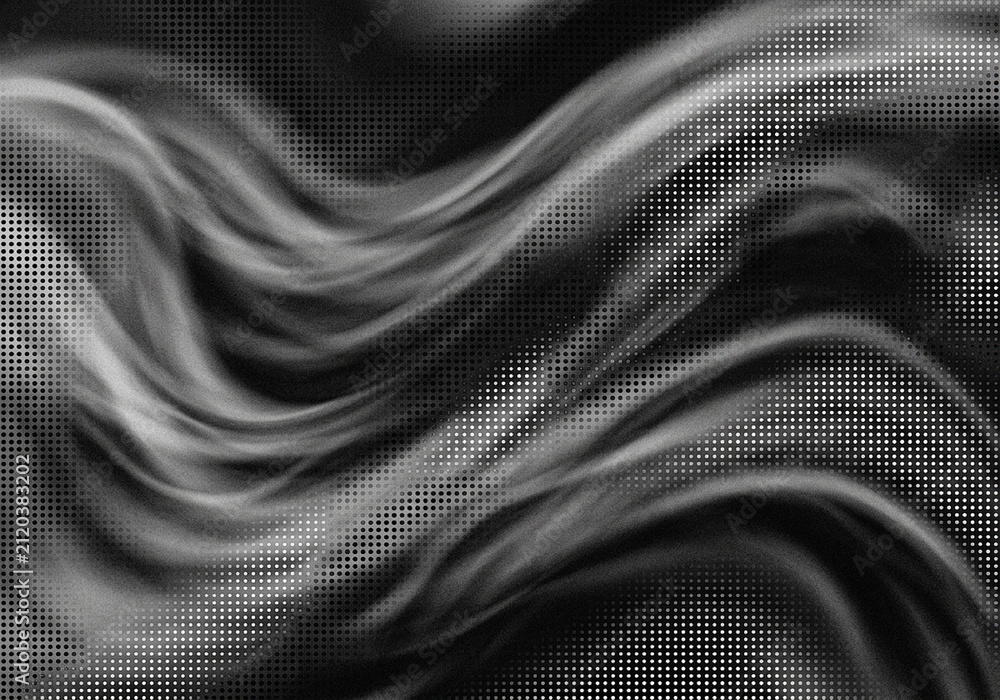 Fototapeta premium Abstract black and white halftone background. Wavy monochrome texture with digital pattern.