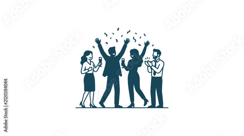 Obraz na plátně People Celebrating With Raised Arms.