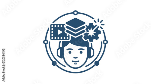 Young Adult Wearing Headphones Smiling.