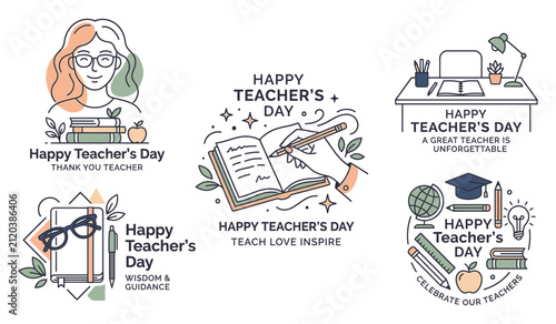Happy teachers day educational concept illustration elements with teachers