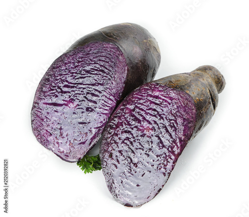 Bild auf Leinwand Fresh Purple Black Taro Root from Qinghai China - Selenium Enriched Anthocyanin
