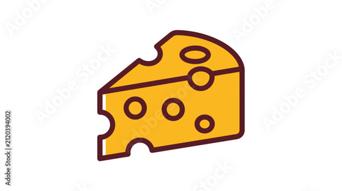 Bild auf Leinwand Illustrated wedge of Swiss cheese with holes.