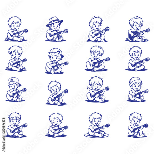 PrintCute Boy Playing Guitar SVG Bundle