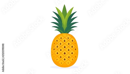 Fresh pineapple with green leaves on white background.