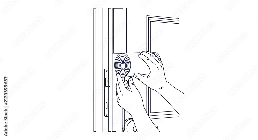 Obraz premium Hands installing smart digital lock on front door