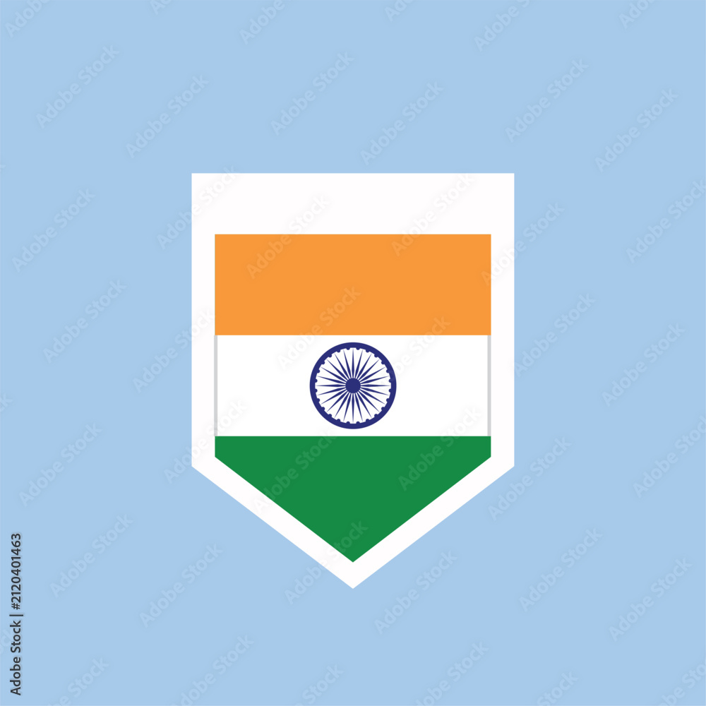Obraz premium India Flag Shield Badge Icon Flat National Emblem geometric