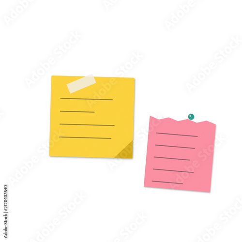 Obraz na płótnie Two colorful sticky notes with handwritten lines attached to a black background