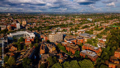 Canvas Print Panoramic aerial view of Finchley suburban landscape in London