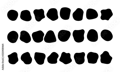 Obraz na plátně Abstract smooth stone shapes isolated on white background, different irregular liquid organic black blobs as design elements or decorative motifs on blank canvas