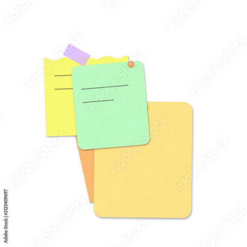 Obraz na plátne Colorful adhesive sticky notes and memo papers isolated on a black background fo