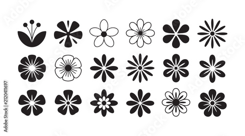 Картината върху платно Floral graphic icon collection showing various blooming styles for modern creative design projects