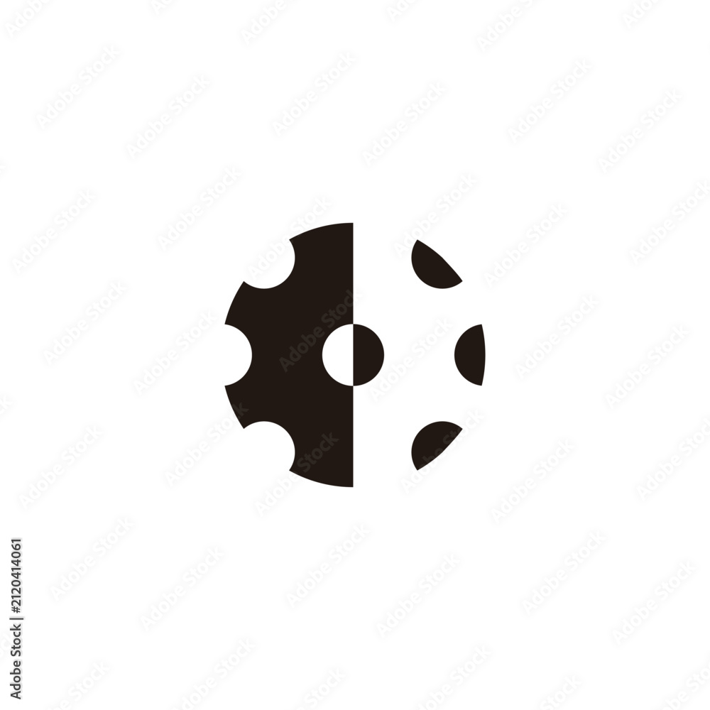 Fototapeta premium Gears, black-white geometric symbol simple logo vector
