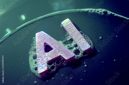 Quadro su tela Silver letters AI inside a giant bubble