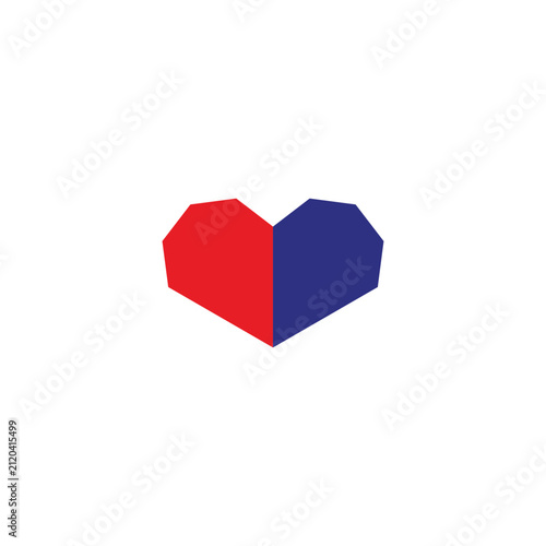 Two gems, heart geometric symbol simple logo vector