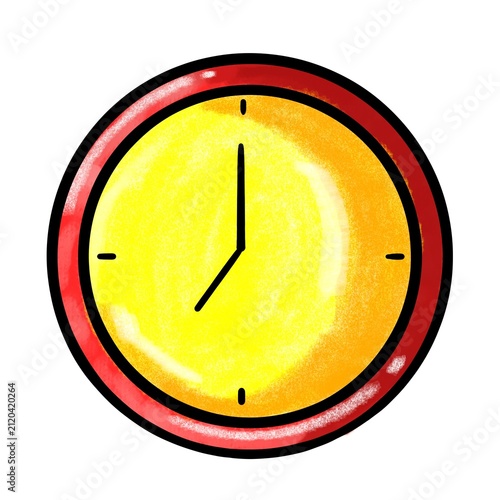 Hand-Drawn 7 O'Clock Wall Clock — Warm Yellow Morning Time Illustration